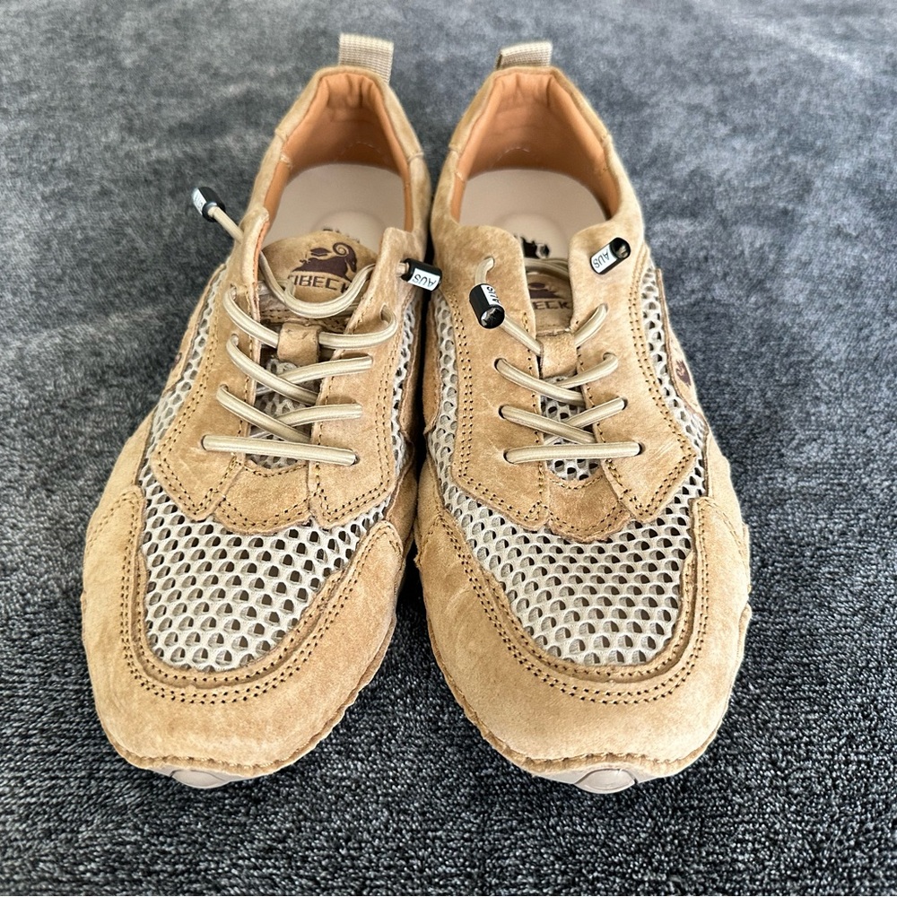 DBECK Men's Lightweight Beige Mesh Suede Casual Sneakers, Size 9 (US), 42 (EU) - Picture 3 of 6
